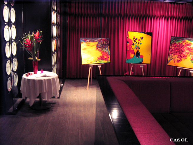 Maryse Casol Art Exhibition 2007, Cerisiers en Fleurs painting, Buonanotte, Montreal, Canada