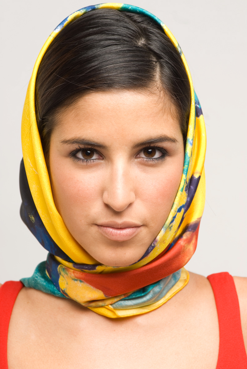 Maryse Casol, Melodia Gitana silk scarf, New York City photoshoot
