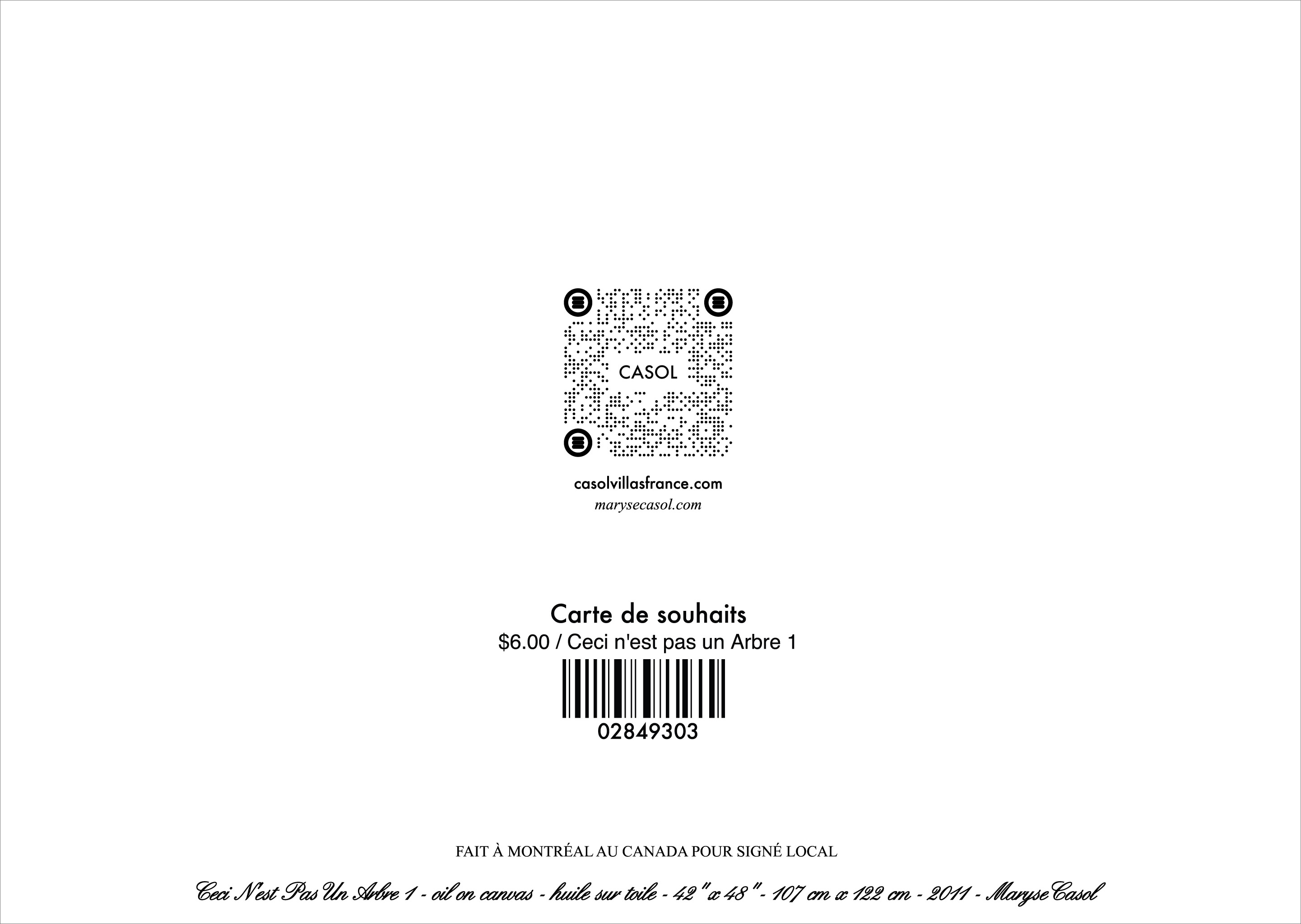 Maryse Casol notecard Ceci N'est Pas Un Arbre I