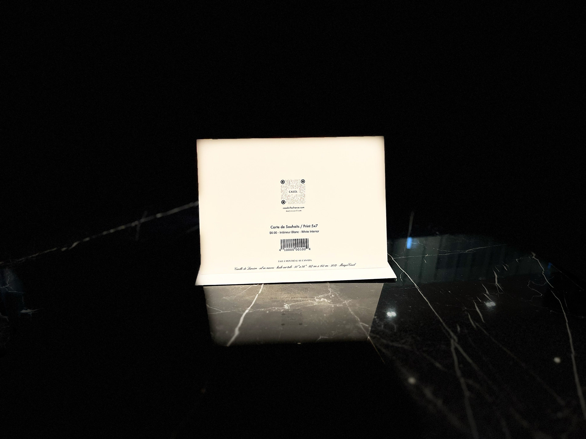 Maryse Casol notecard Corolle de Lumière, 2012